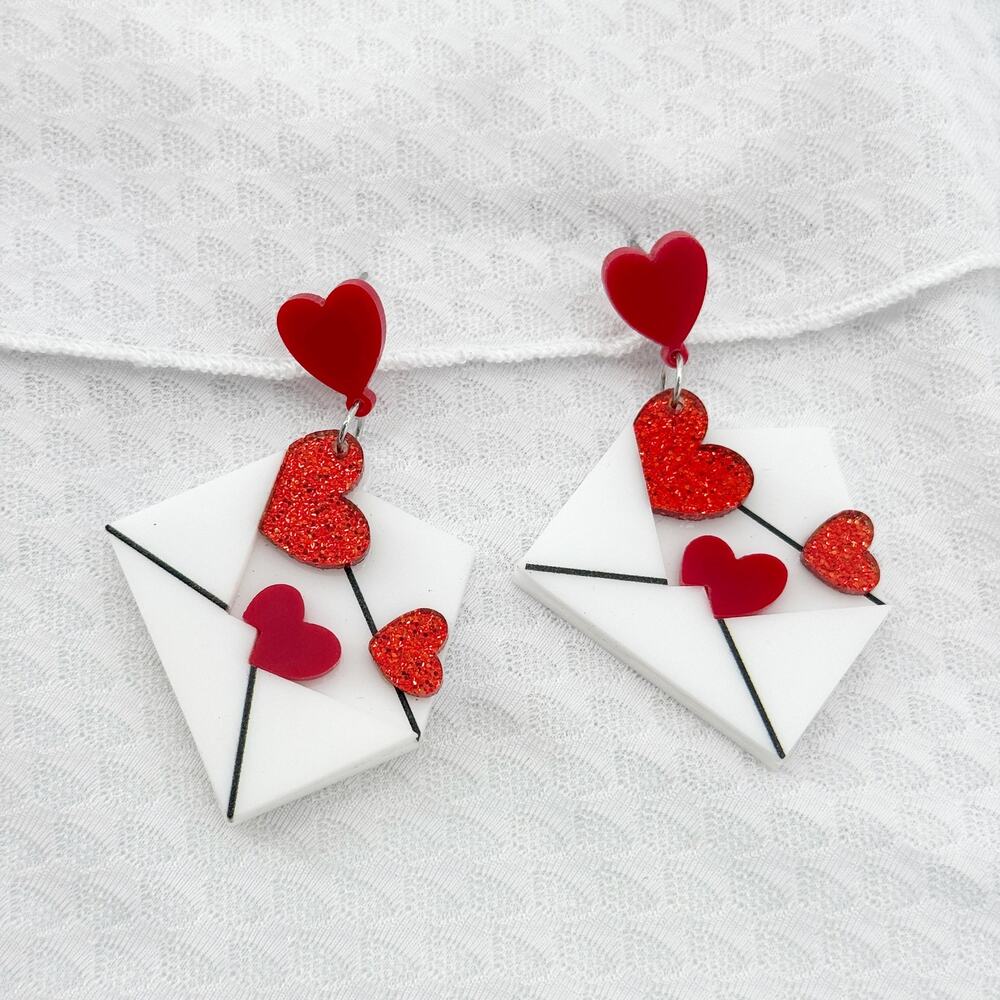 Love Letter Dangle Earrings, Valentine's Gift